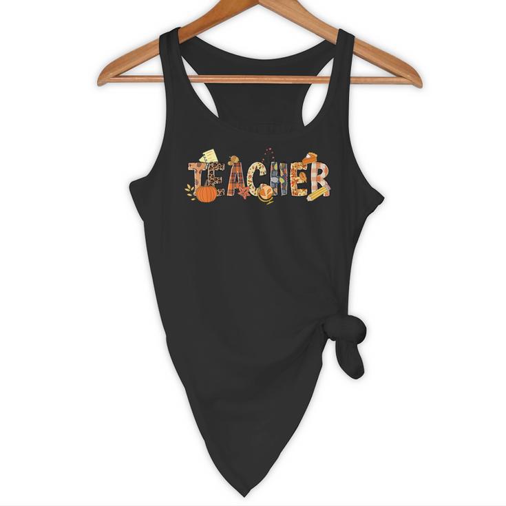 Teacher Thanksgiving Women Autumn Fall Halloween Pumpkin Tee Flowy Tank, novelty gifts, funny gifts