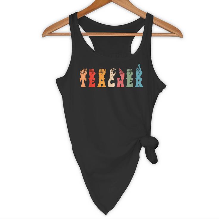 Teacher Word In Sign Language Awareness ASL Back To School Flowy Tank, novelty gifts, funny gifts Teacher Word In Sign Language Awareness ASL Back To School Flowy Tank, novelty gifts, funny gifts