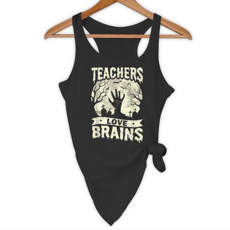 Teachers Love Brains Halloween Costume Boo Trick Teach Flowy Tank, novelty gifts, funny gifts