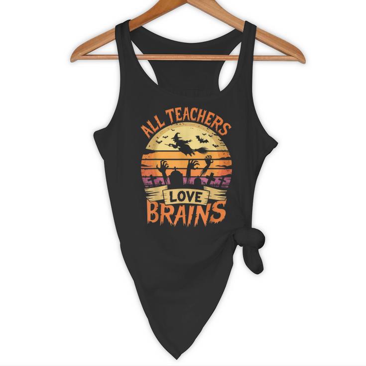 All Teachers Love Brains Halloween Teacher Flowy Tank, novelty gifts, funny gifts