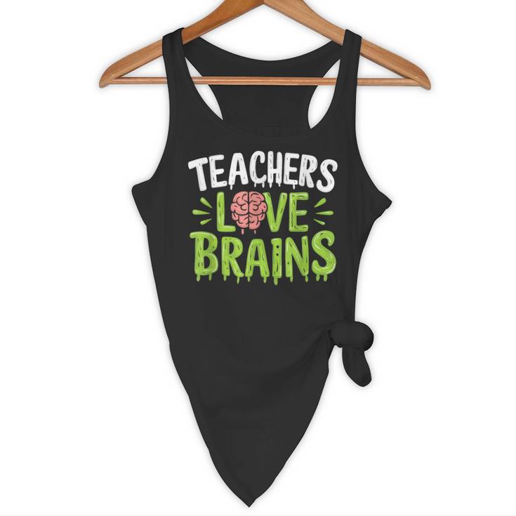 Teachers Love Brains Halloween Teacher Zombie Flowy Tank, novelty gifts, funny gifts Teachers Love Brains Halloween Teacher Zombie Flowy Tank, novelty gifts, funny gifts