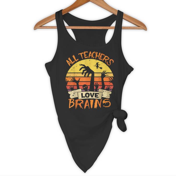 All Teachers Love Brains Shirt Halloween Teachers Flowy Tank, novelty gifts, funny gifts