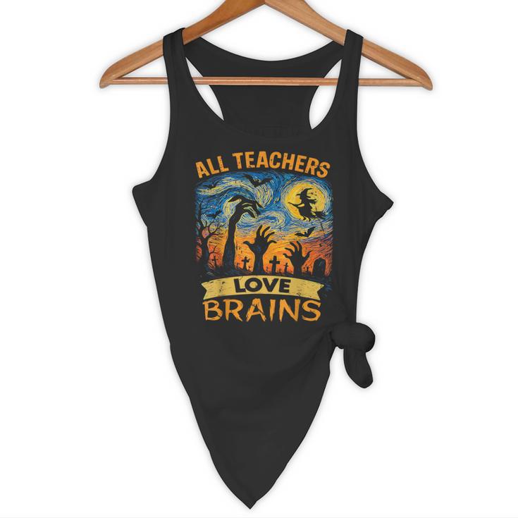 All Teachers Love Brains Shirt Teacher Halloween Tee Flowy Tank, novelty gifts, funny gifts