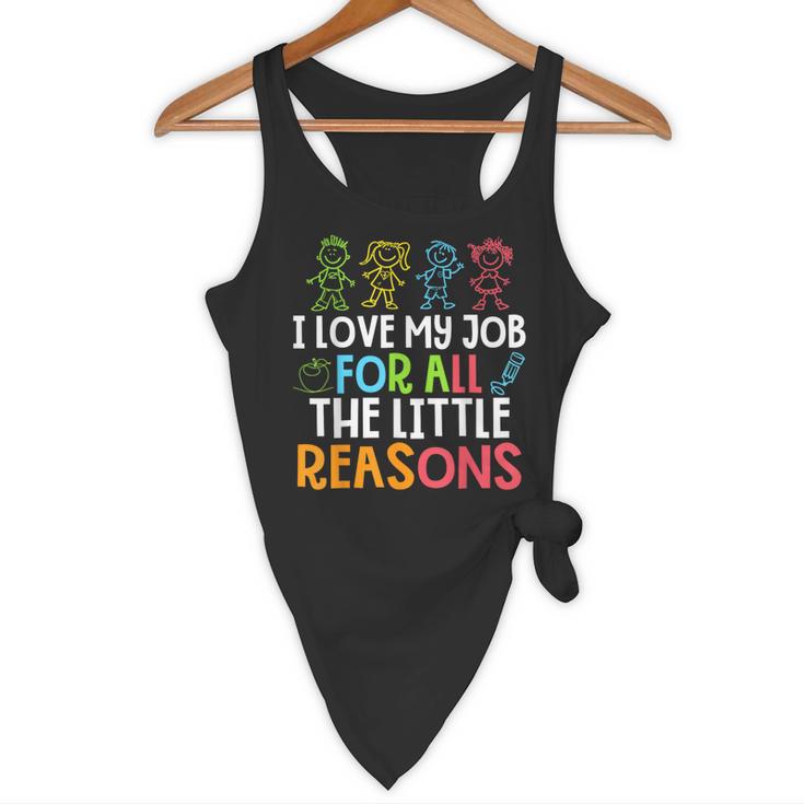 Teachers I Love My Job For All The Little Reasons Teacher Flowy Tank, novelty gifts, funny gifts