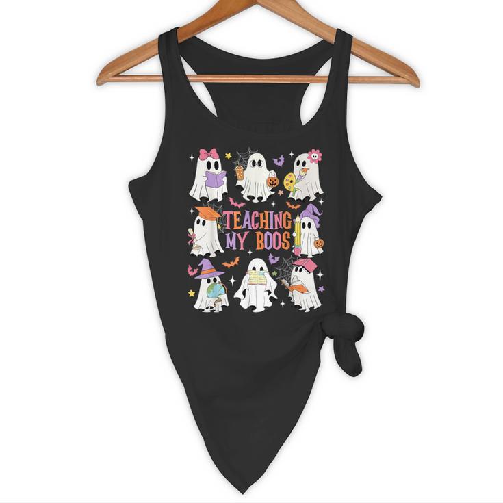 Teaching My Boos Teacher Cute Ghost Groovy Teacher Halloween Flowy Tank, novelty gifts, funny gifts