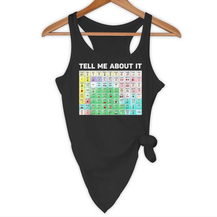 Tell Me About It Speech Language Pathology AAC Sped Teacher Flowy Tank, novelty gifts, funny gifts Tell Me About It Speech Language Pathology AAC Sped Teacher Flowy Tank, novelty gifts, funny gifts