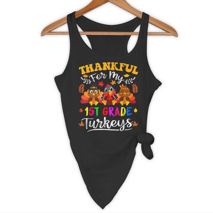 Thankful For My 1st Grade Turkeys Thanksgiving Teacher Fall Flowy Tank, novelty gifts, funny gifts Thankful For My 1st Grade Turkeys Thanksgiving Teacher Fall Flowy Tank, novelty gifts, funny gifts