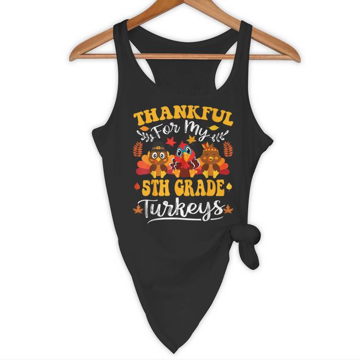 Thankful For My 5th Grade Turkeys Thanksgiving Teacher Fall Flowy Tank, novelty gifts, funny gifts