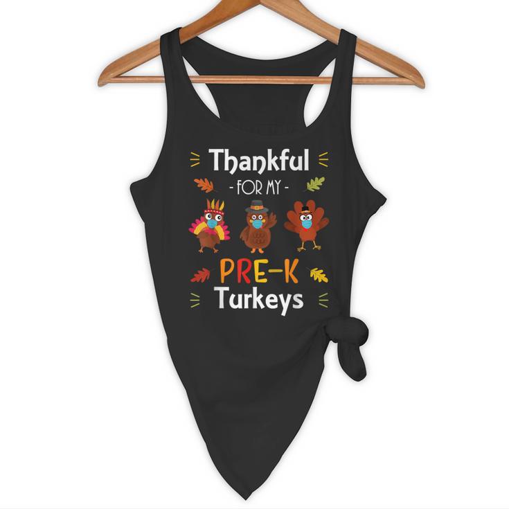 Thankful For My Prek Turkeys In Masks Thanksgiving Teacher For Men Women Flowy Tank, novelty gifts, funny gifts