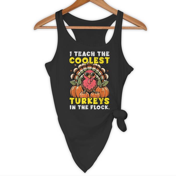 Thanksgiving I Teach Coolest Turkeys Teacher Fall Women Men Flowy Tank, novelty gifts, funny gifts