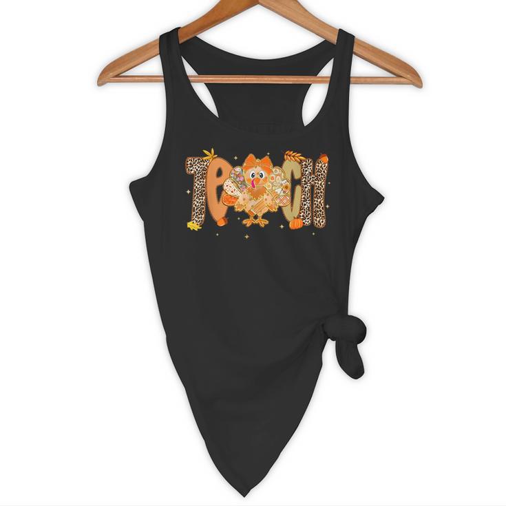 Thanksgiving Turkey Teach Thankful Teacher Girly Bow Women Flowy Tank, novelty gifts, funny gifts Thanksgiving Turkey Teach Thankful Teacher Girly Bow Women Flowy Tank, novelty gifts, funny gifts