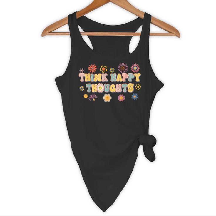 Think Happy Thoughts Teens Spring Positive Message Teachers For Men Women Girls Kids Flowy Tank, novelty gifts, funny gifts