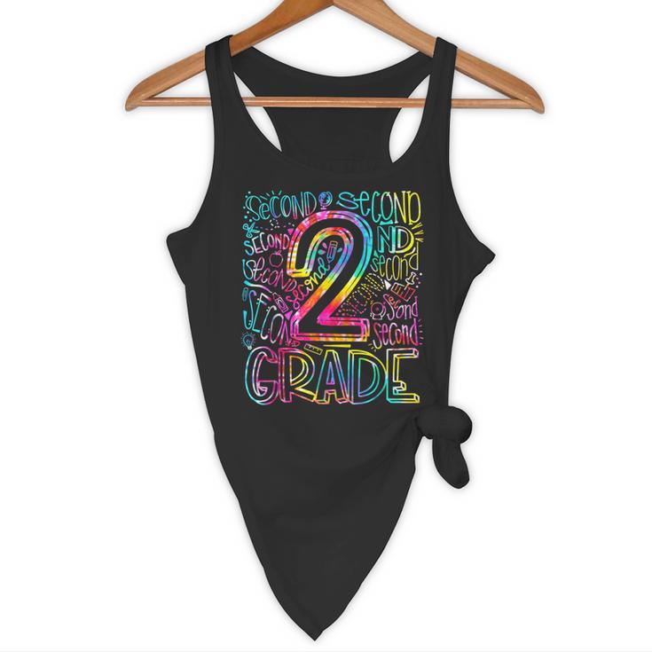 Tie Dye 2nd Grade Typography Team Second Grade Teacher Flowy Tank, novelty gifts, funny gifts