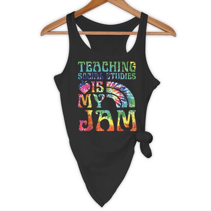 Tie Dye Teaching Social Studies Is My Jam Sunglasses Teacher Flowy Tank, novelty gifts, funny gifts