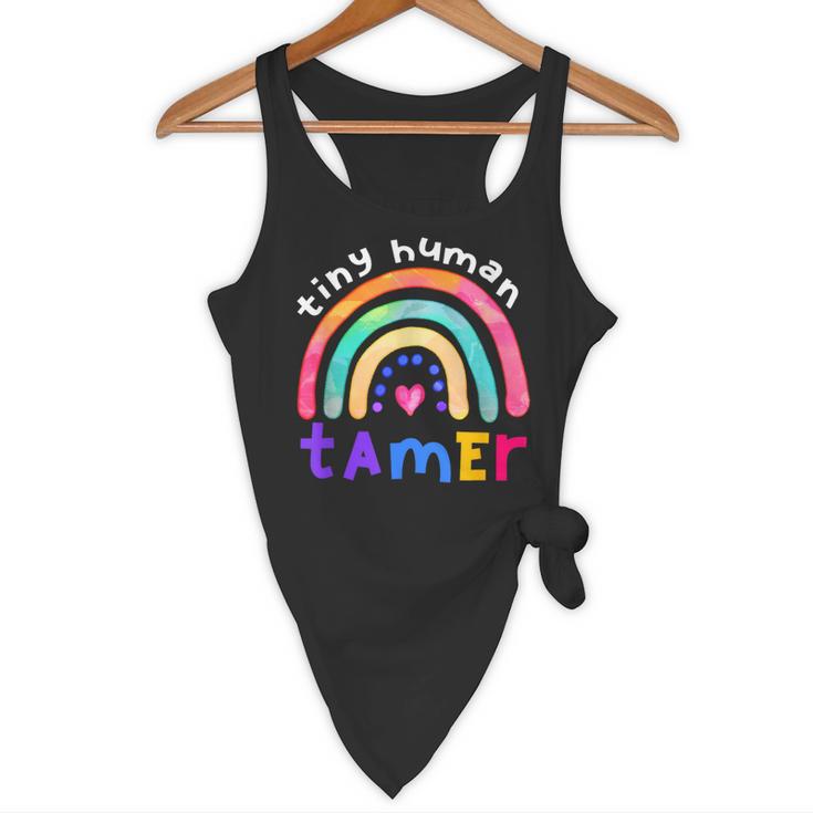 Tiny Human Tamer Watercolor Rainbow Daycare Teacher Flowy Tank, novelty gifts, funny gifts