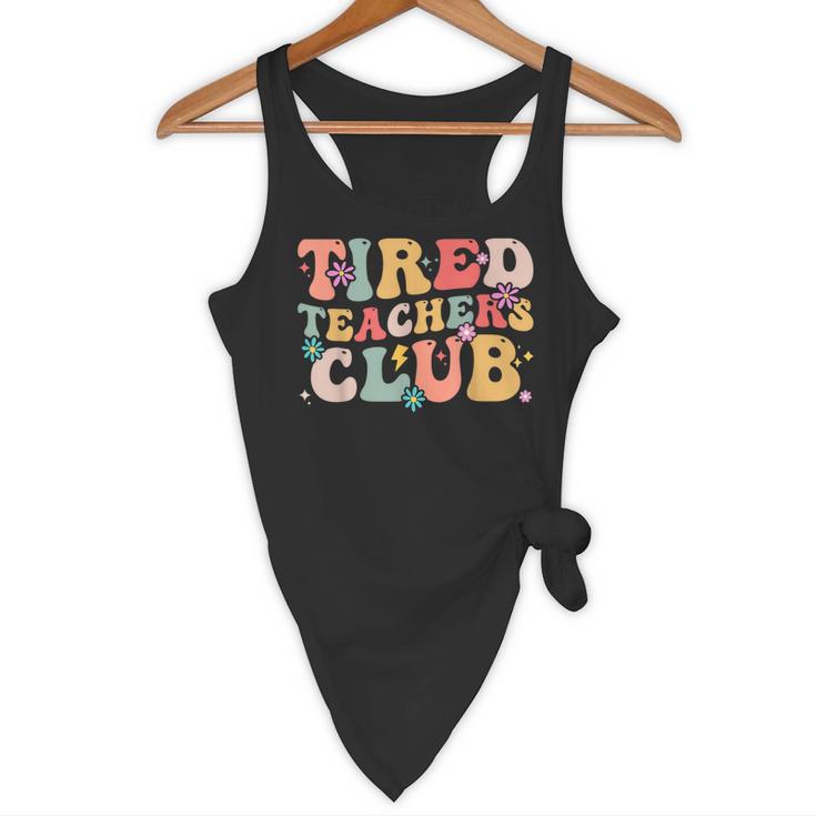 Tired Teachers Club Groovy Teachers Back To School Tee Flowy Tank, novelty gifts, funny gifts