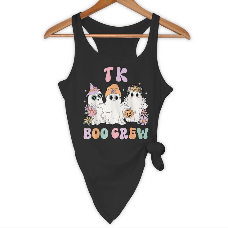 TK Boo Crew Retro Groovy Halloween Floral Ghost TK Teacher Flowy Tank, novelty gifts, funny gifts