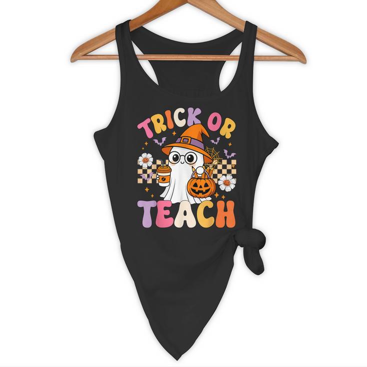 Trick Or Teach Cute Ghost Coffee Pumpkins Halloween Teacher Flowy Tank, novelty gifts, funny gifts Trick Or Teach Cute Ghost Coffee Pumpkins Halloween Teacher Flowy Tank, novelty gifts, funny gifts