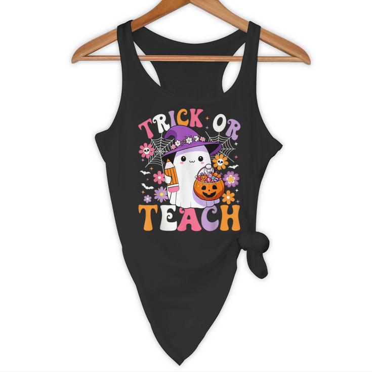 Trick Or Teach Groovy Teacher Ghost Halloween Teacher Flowy Tank, novelty gifts, funny gifts Trick Or Teach Groovy Teacher Ghost Halloween Teacher Flowy Tank, novelty gifts, funny gifts