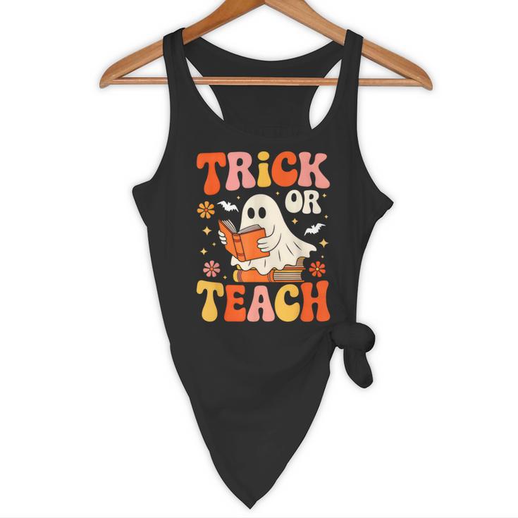 Trick Or Teach Halloween Shirt For Teacher Kids Floral Ghost Flowy Tank, novelty gifts, funny gifts Trick Or Teach Halloween Shirt For Teacher Kids Floral Ghost Flowy Tank, novelty gifts, funny gifts