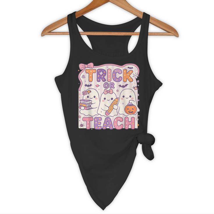 Trick Or Teach Retro Halloween Teacher Look Flowy Tank, novelty gifts, funny gifts