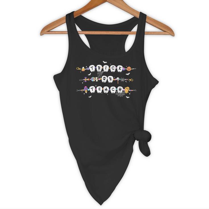 Trick Or Teach Spooky Teacher Happy Halloween Bracelet Flowy Tank, novelty gifts, funny gifts Trick Or Teach Spooky Teacher Happy Halloween Bracelet Flowy Tank, novelty gifts, funny gifts