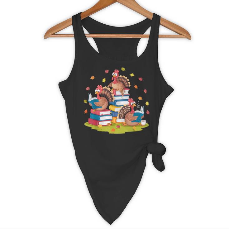Turkey Reading Books Fall Season Thanksgiving Teacher Book Flowy Tank, novelty gifts, funny gifts Turkey Reading Books Fall Season Thanksgiving Teacher Book Flowy Tank, novelty gifts, funny gifts