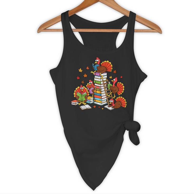 Turkey Reading Books Fall Thanksgiving Teacher Librarian Flowy Tank, novelty gifts, funny gifts Turkey Reading Books Fall Thanksgiving Teacher Librarian Flowy Tank, novelty gifts, funny gifts