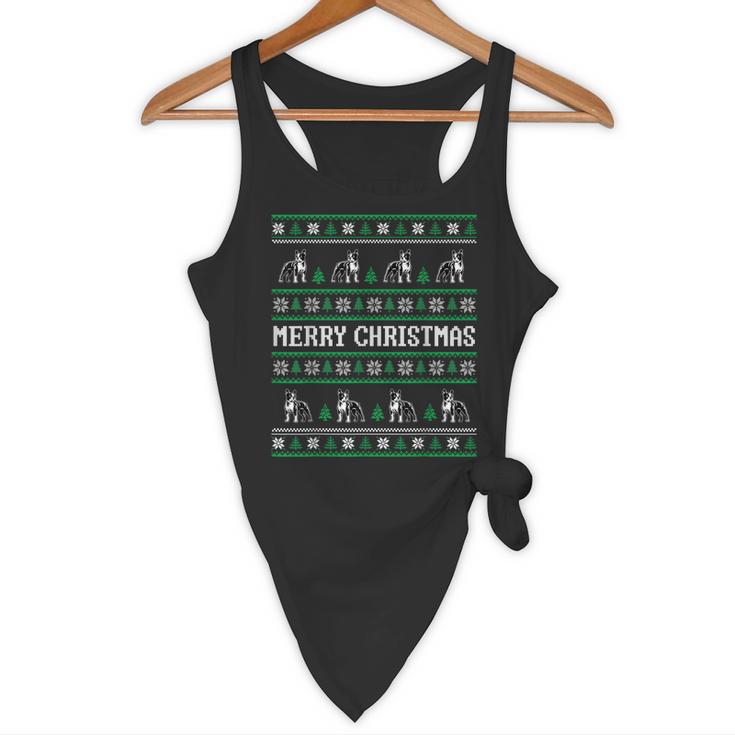 Ugly Sweater Boston Terrier Dog Christmas Dog Lover Xmas Men Women Kids Flowy Tank, novelty gifts, funny gifts