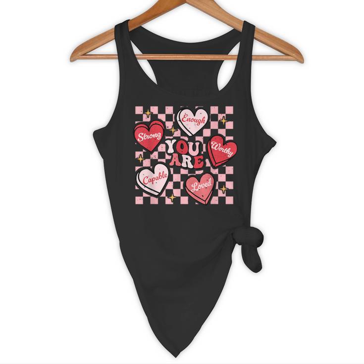Valentine You Are Loved Worthy Enough Candy Heart Teacher For Men Women Girls Kids Flowy Tank, novelty gifts, funny gifts