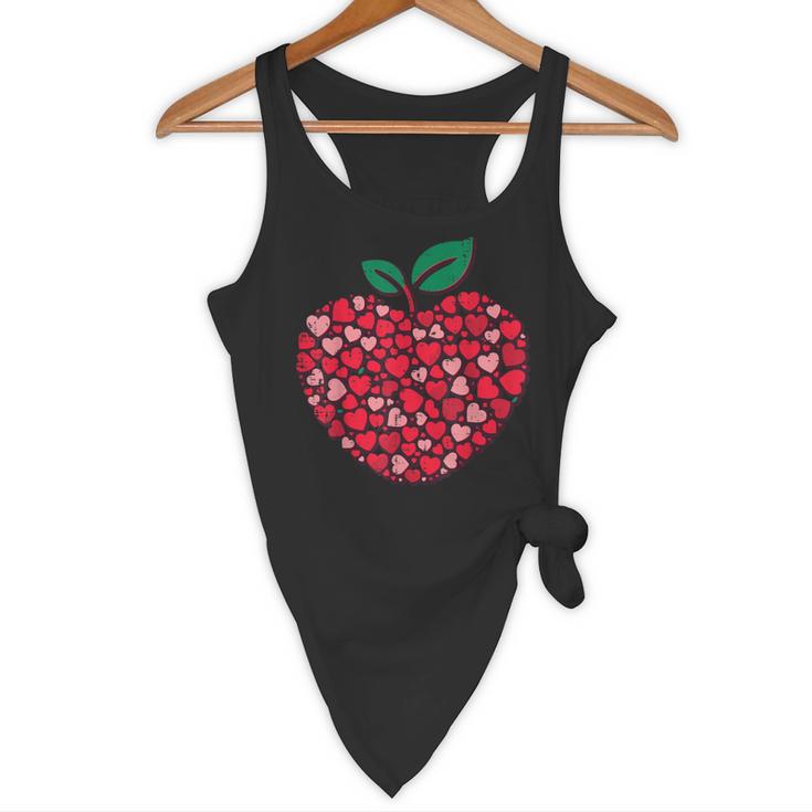Valentines Day Teacher Hearts Apple Love Teach Women Men Flowy Tank, novelty gifts, funny gifts