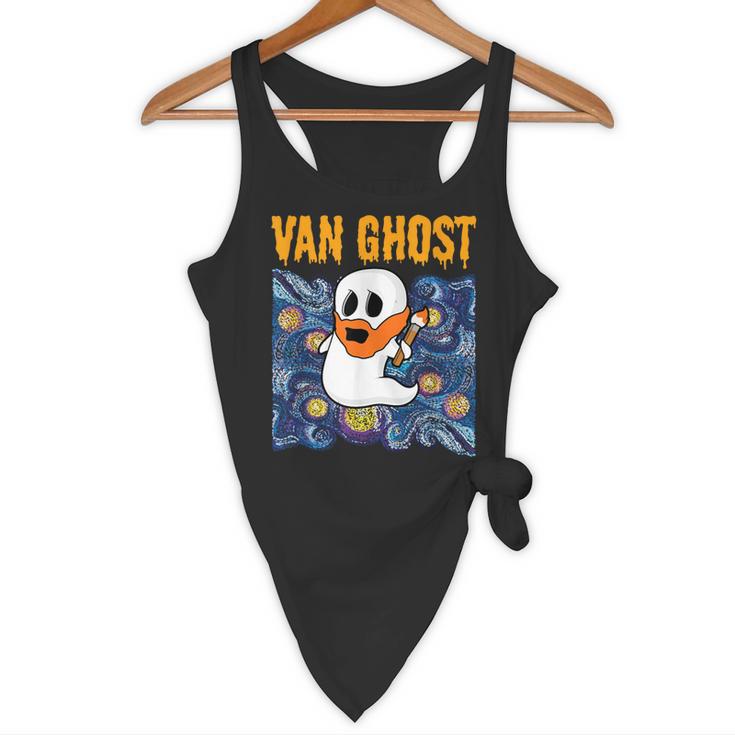Van Ghost Art Teacher Halloween Van Gogh Starry Night Flowy Tank, novelty gifts, funny gifts