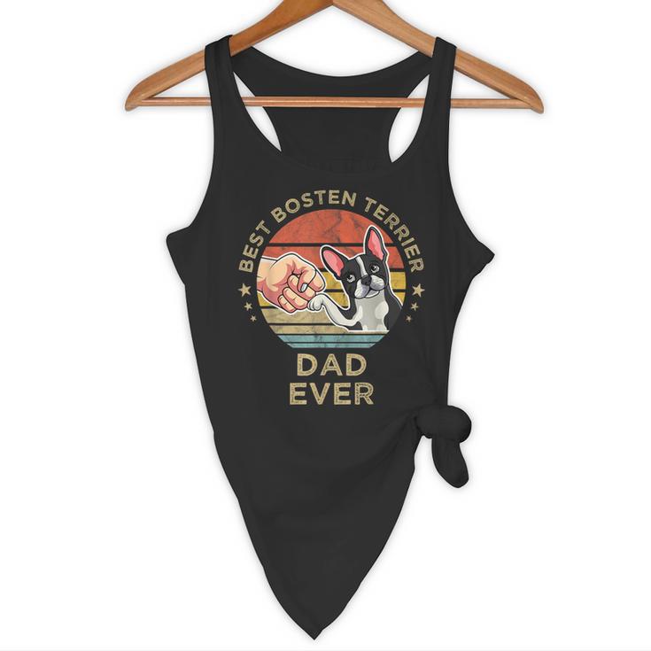 Vintage Best Boston Terrier Dad Ever Dog Father Father's Day Men Girls Kids Flowy Tank, novelty gifts, funny gifts