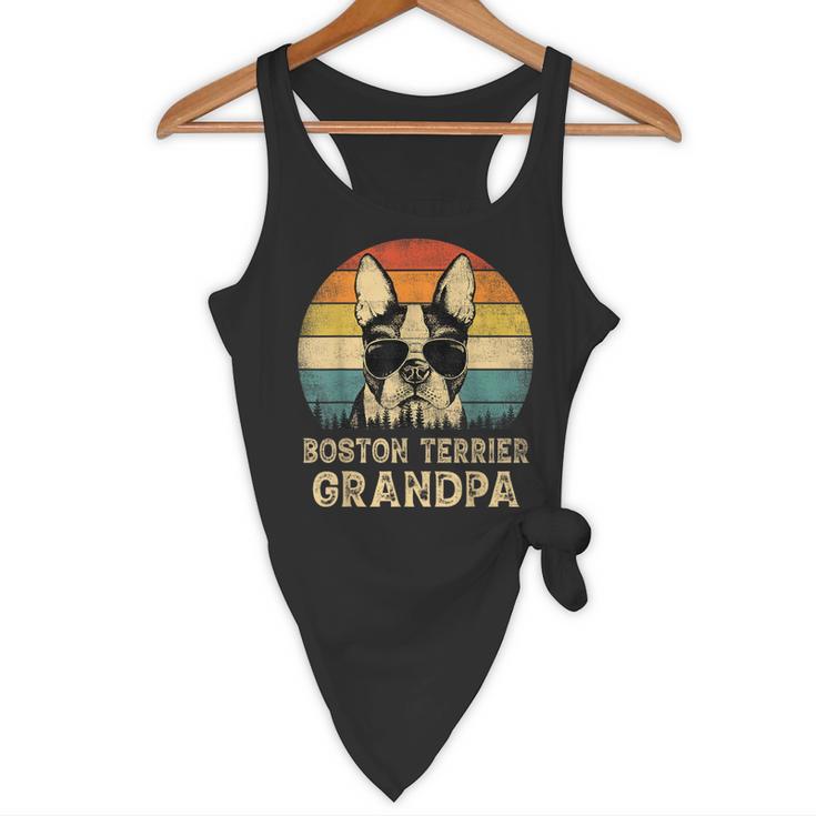 Vintage Boston Terrier Grandpa Dog Lovers Father's Day Flowy Tank, novelty gifts, funny gifts