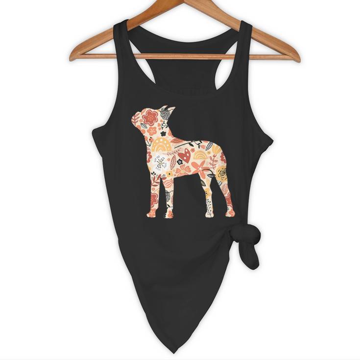 Vintage Floral Boston Terrier For Dog Lover Flowy Tank, novelty gifts, funny gifts