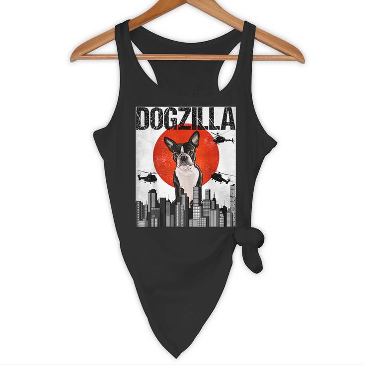 Vintage Japanese Dogzilla Boston Terrier Flowy Tank, novelty gifts, funny gifts