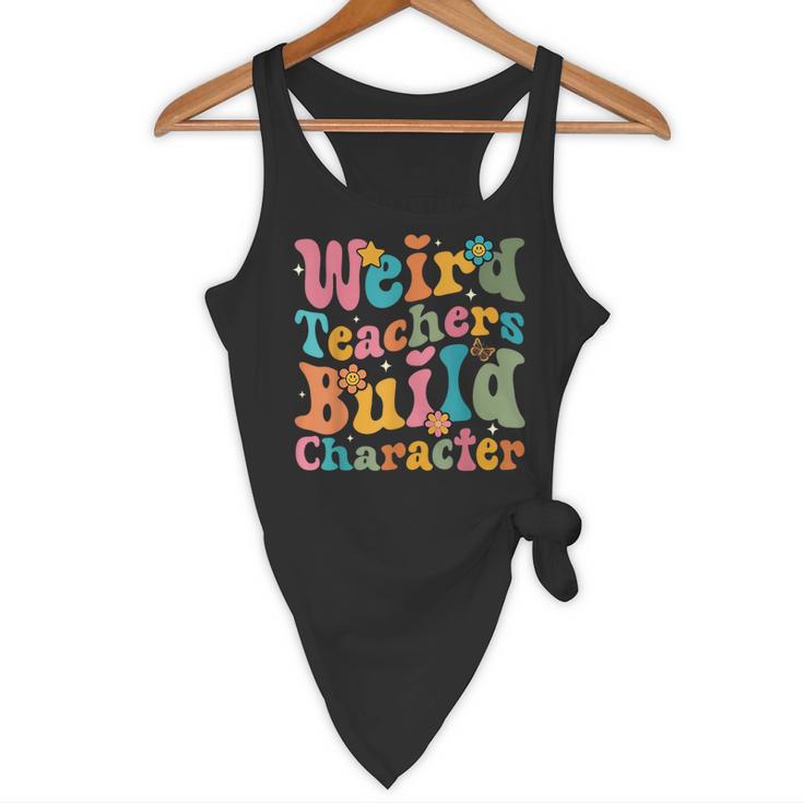 Vintage Teacher Sayings Weird Teachers Build Character For Men Women Flowy Tank, novelty gifts, funny gifts