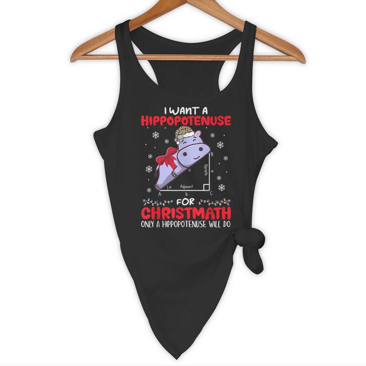 I Want A Hippopotenuse For Christmath Math Teacher Christmas Flowy Tank, novelty gifts, funny gifts I Want A Hippopotenuse For Christmath Math Teacher Christmas Flowy Tank, novelty gifts, funny gifts