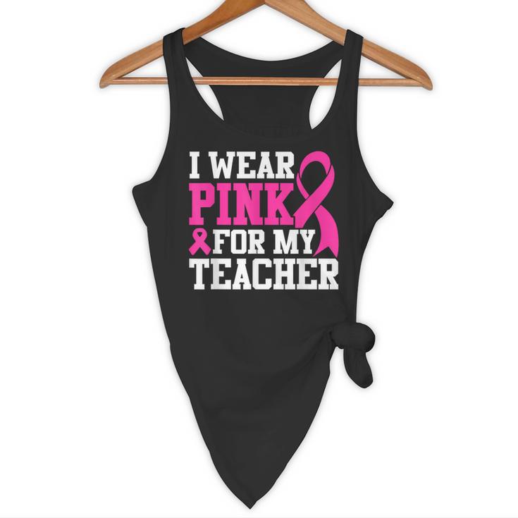 I Wear Pink For My Teacher Breast Cancer Awareness Flowy Tank, novelty gifts, funny gifts I Wear Pink For My Teacher Breast Cancer Awareness Flowy Tank, novelty gifts, funny gifts