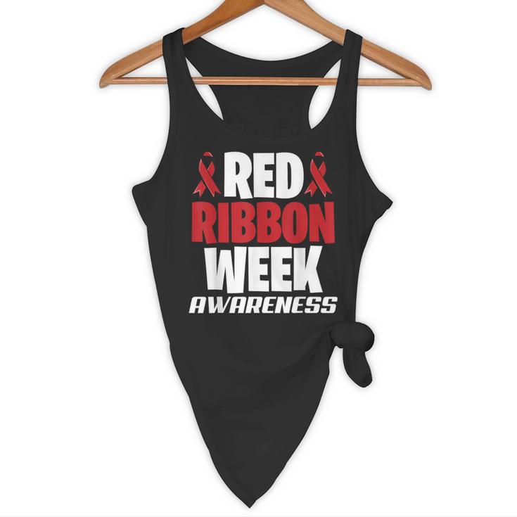 We Wear Red For Red Ribbon Week Awareness Mothers Teachers Flowy Tank, novelty gifts, funny gifts We Wear Red For Red Ribbon Week Awareness Mothers Teachers Flowy Tank, novelty gifts, funny gifts