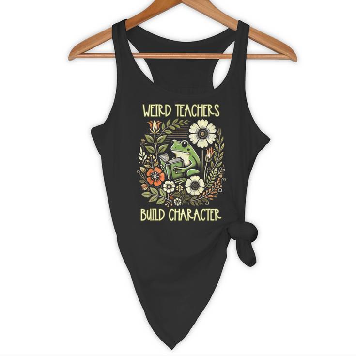 Weird Teachers Build Character Frog Reading Book Librarian Flowy Tank, novelty gifts, funny gifts Weird Teachers Build Character Frog Reading Book Librarian Flowy Tank, novelty gifts, funny gifts