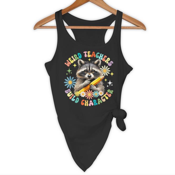 Weird Teachers Build Character Raccoon Colourful Floral Flowy Tank, novelty gifts, funny gifts Weird Teachers Build Character Raccoon Colourful Floral Flowy Tank, novelty gifts, funny gifts