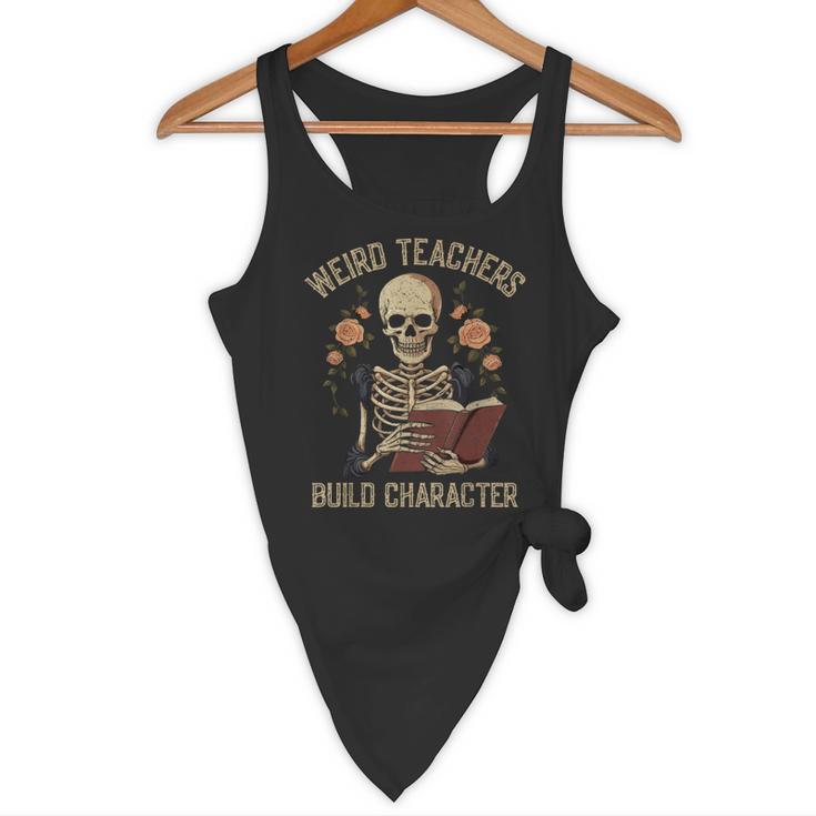 Weird Teachers Build Character Skeleton Book Halloween Women Flowy Tank, novelty gifts, funny gifts Weird Teachers Build Character Skeleton Book Halloween Women Flowy Tank, novelty gifts, funny gifts