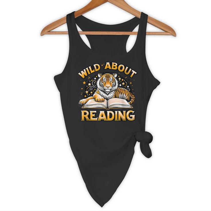 Wild About Reading Tiger For Teachers & Students Flowy Tank, novelty gifts, funny gifts