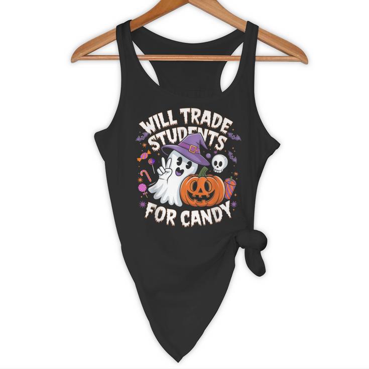 Will Trade Students For Candy Halloween Teacher Flowy Tank, novelty gifts, funny gifts