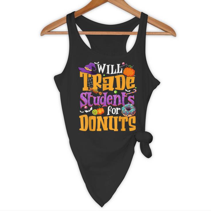 Will Trade Students For Donuts Halloween Teacher Flowy Tank, novelty gifts, funny gifts