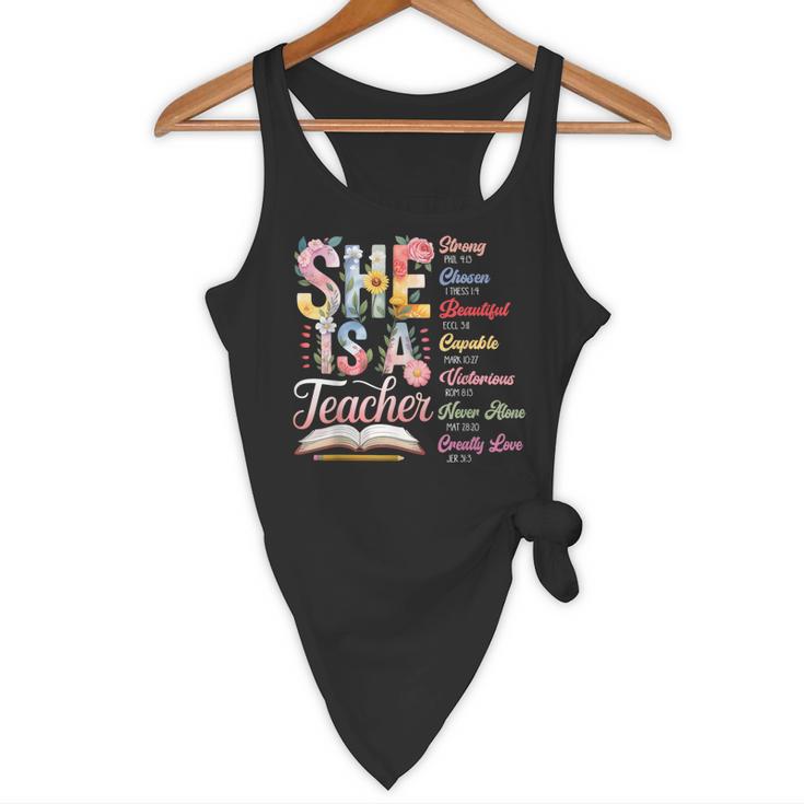 Women Bible Verse Christian Teacher God Says Back To School Flowy Tank, novelty gifts, funny gifts