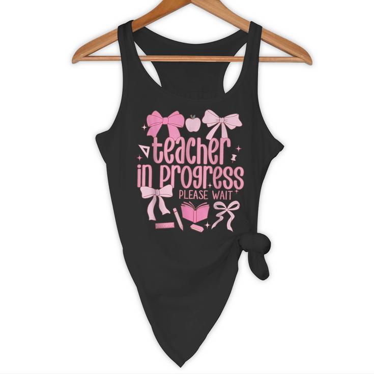 Women Teacher In Progress Coquette Pink Bow Future Teacher Flowy Tank, novelty gifts, funny gifts Women Teacher In Progress Coquette Pink Bow Future Teacher Flowy Tank, novelty gifts, funny gifts