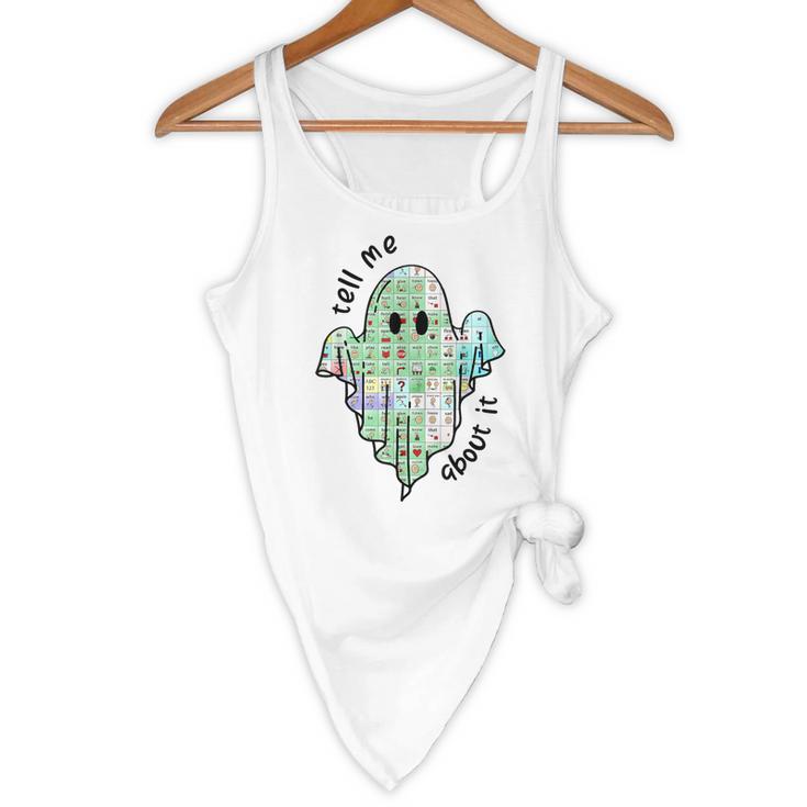 AAC Ghost Tell Me About It Speech Pathology AAC Sped Teacher Flowy Tank, novelty gifts, funny gifts AAC Ghost Tell Me About It Speech Pathology AAC Sped Teacher Flowy Tank, novelty gifts, funny gifts