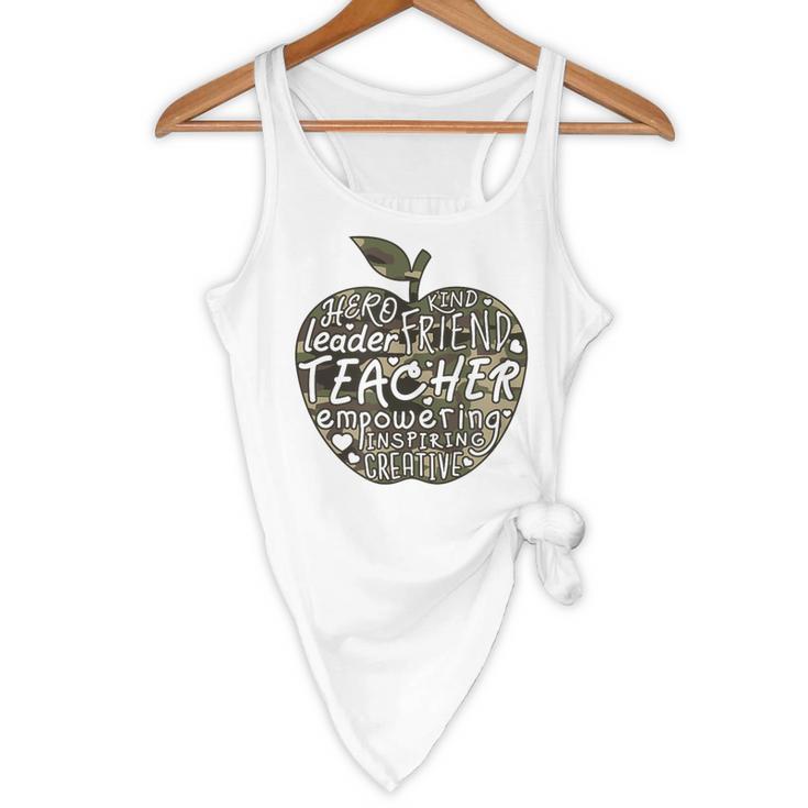 Apple Camoflauge Clothing Camo Student Teacher Cute School Flowy Tank, novelty gifts, funny gifts